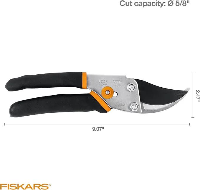 Fiskars Bypass Pruning Shears, 5/8-Inch Cut Capacity Garden Clippers, Gardening Scissors with Sharp, Rust Resistant Steel Blade by GreenHaven Gardens