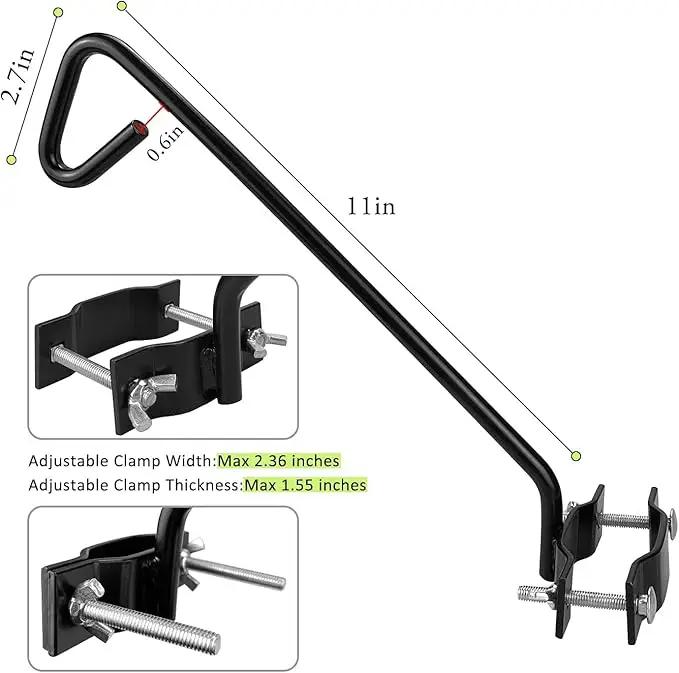 2 Packs 11 inches Fence Deck Hook Rail Hook Hanging Hook Mounting Kit Heavy Duty Bird Feeder Hook Decorative Hook Hanger for Bird Feeders Planters Suet Baskets Lanterns on Balcony Porch Railing Fence by GreenHaven Gardens