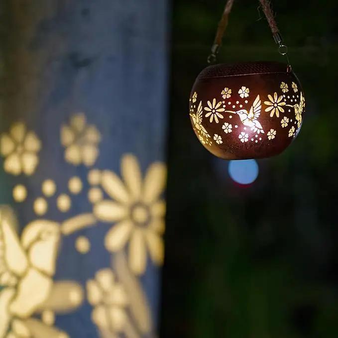 Starsoul 2 Pack Solar Lanterns Waterproof Outdoor, Hummingbird Hollow Out Decoractive Hanging Solar Lantern Lights for Outside Garden Yard Porch Tabletop Patio Decor, Gardening Gifts for Women Mom by GreenHaven Gardens
