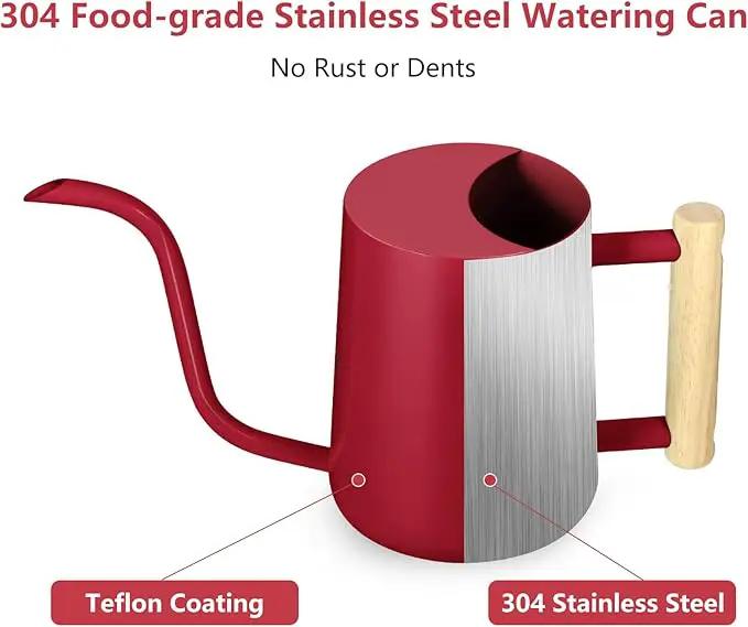 Watering Can Indoor Plants, 35oz Small Stainless Steel Metal Watering Can Modern Decorative Watering Pot with Long Spout for Indoor House Plant Bonsai Garden Flowers (Red) by GreenHaven Gardens