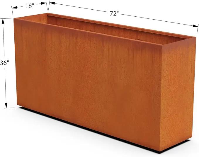 Corten Steel Planter Rectangle Outdoor Metal Garden Box Heavy Duty | Made in USA | Fully Assembled by GreenHaven Gardens