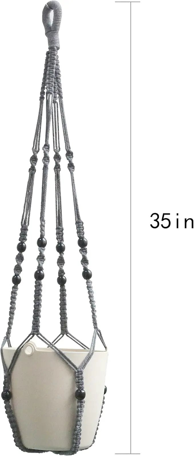 Macrame Plant Hanger Indoor Hanging with Wood Beads Macrame Planters No Tassel for Indoor Outdoor Boho Home Decor 35 Inch (Gray,1pc) by GreenHaven Gardens
