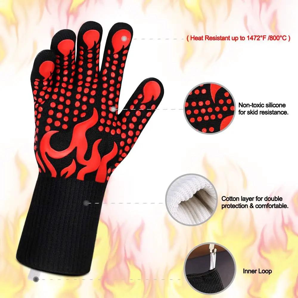 Comsmart BBQ Gloves, 1472 Degree F Heat Resistant Grilling Gloves Silicone Non-Slip Oven Gloves Long Kitchen Gloves for Barbecue, Cooking, Baking, Cutting by GreenHaven Gardens