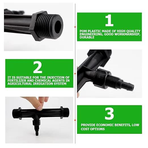 Fertilizer Injector Tube, Irrigation Venturi Fertilizer Injector 3/4Inch Agriculture Garden Fertilizer Mixer Injector Agriculture Tool Plastic (Black) by GreenHaven Gardens