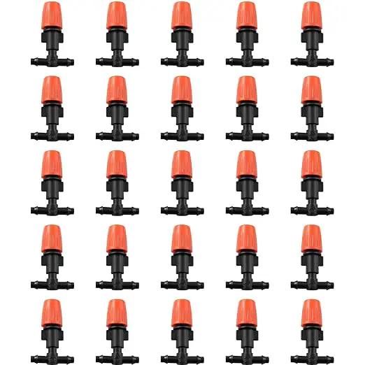 Atomizing Nozzle RLECS 25PCS Irrigation System Misting Automatic Watering Garden Hose Spray Adjustable Garden Irrigation Nozzles with Tee Joints for Greenhouse Vegetable Irrigation by GreenHaven Gardens