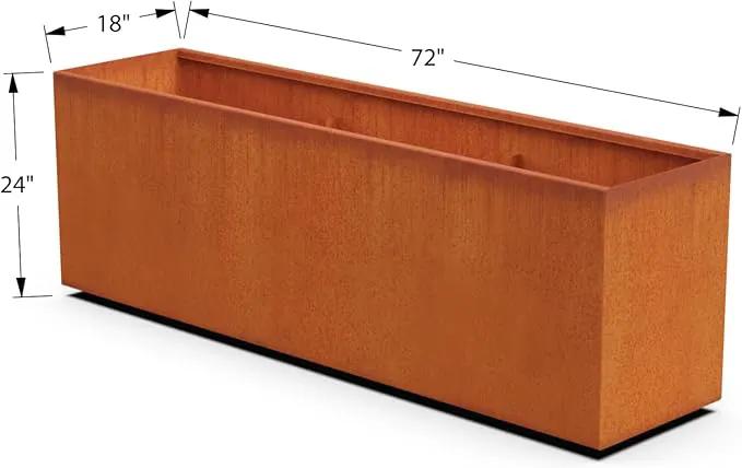 Corten Steel Planter Rectangle Outdoor Metal Garden Box Heavy Duty | Made in USA | Fully Assembled by GreenHaven Gardens