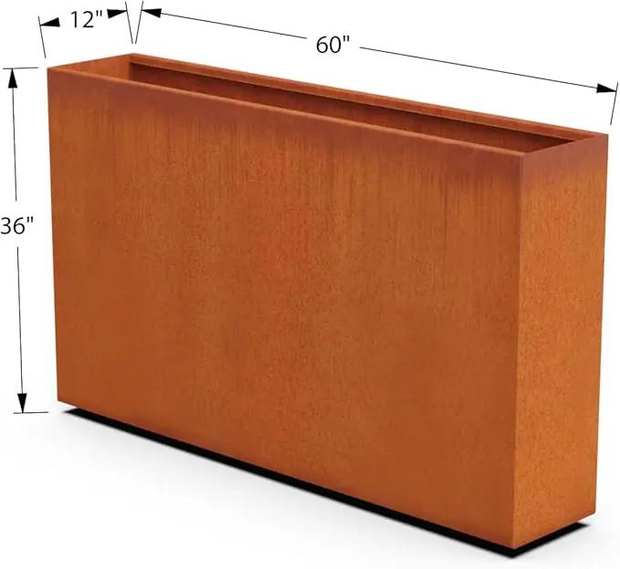 Corten Steel Planter Rectangle Outdoor Metal Garden Box Heavy Duty | Made in USA | Fully Assembled by GreenHaven Gardens