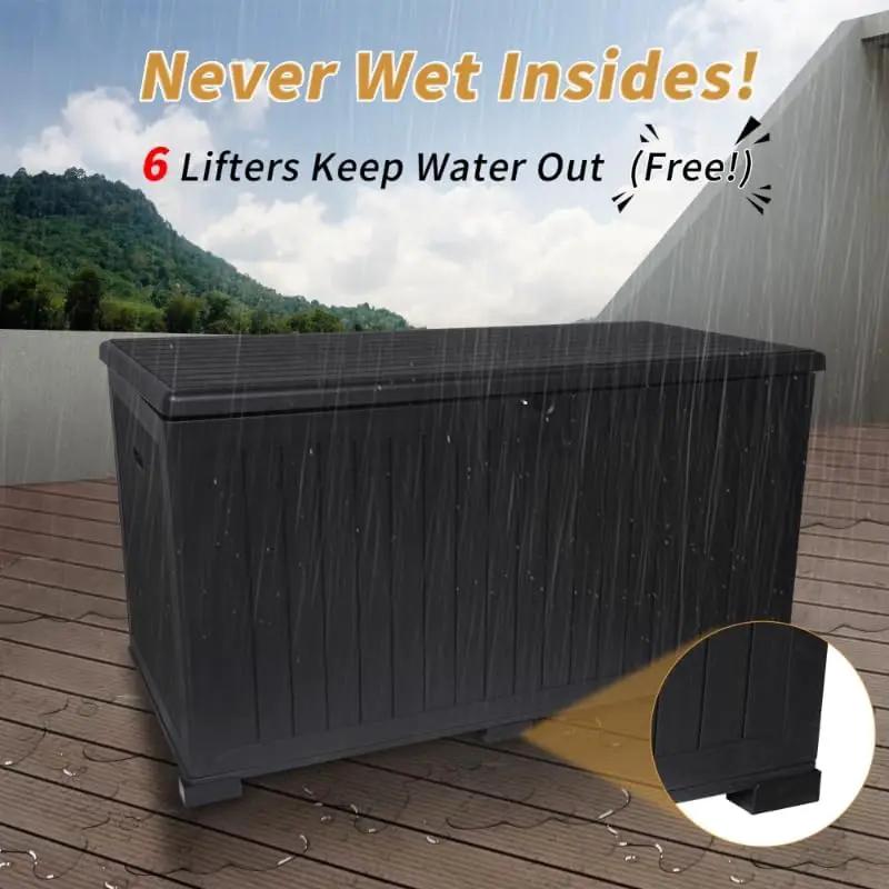 KUIKUI 320 Gallon Deck Box Waterproof, Extra Large Outdoor Storage Box Lockable with Divider and Lifter Prevent Water Seeping into from Floor for Patio Cushions by GreenHaven Gardens
