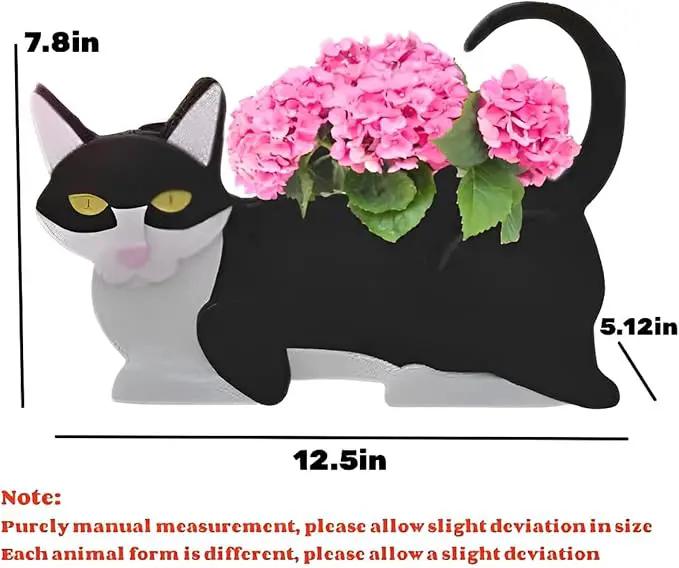 Black and White Cat Planter Plant Pots,Cute Garden Cat Flower Planter,Cat Planters Birthday Gifts for Women,Office,Indoor/Outdoor Decor(12.5 * 5.6 * 7.8in) by GreenHaven Gardens