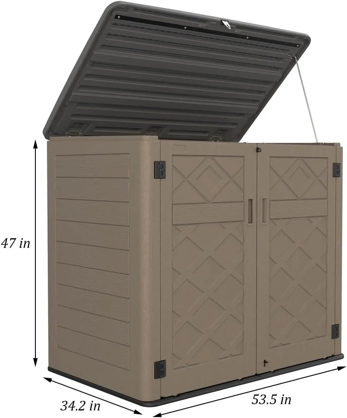 HOMSPARK Storage Shed Weather Resistance, Multi-Purpose Outdoor Storage Cabinet Waterproof, Outdoor Storage Cabinet for Bike, Garbage Cans, Lawnmower, Garden Accessories (coffee, Extra Large-48 cu ft) by GreenHaven Gardens