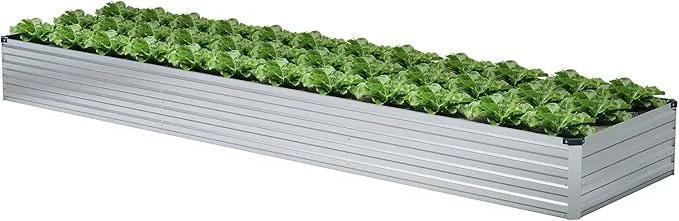 12x4x1FT Galvanized Raised Garden Beds Kit Large Outdoor Metal Gardening Planter Box for Vegetable Elevated Flower Herbs, Silver by GreenHaven Gardens