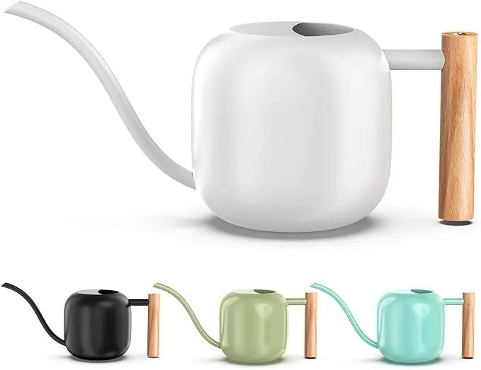 Green Moon Water Can Indoor Plant White 1.2L/41oz with Long Spout Small Water Can Metal Watering Can Pot for Indoor House Plant Bonsai Outdoor Garden Flowers Decorative by GreenHaven Gardens