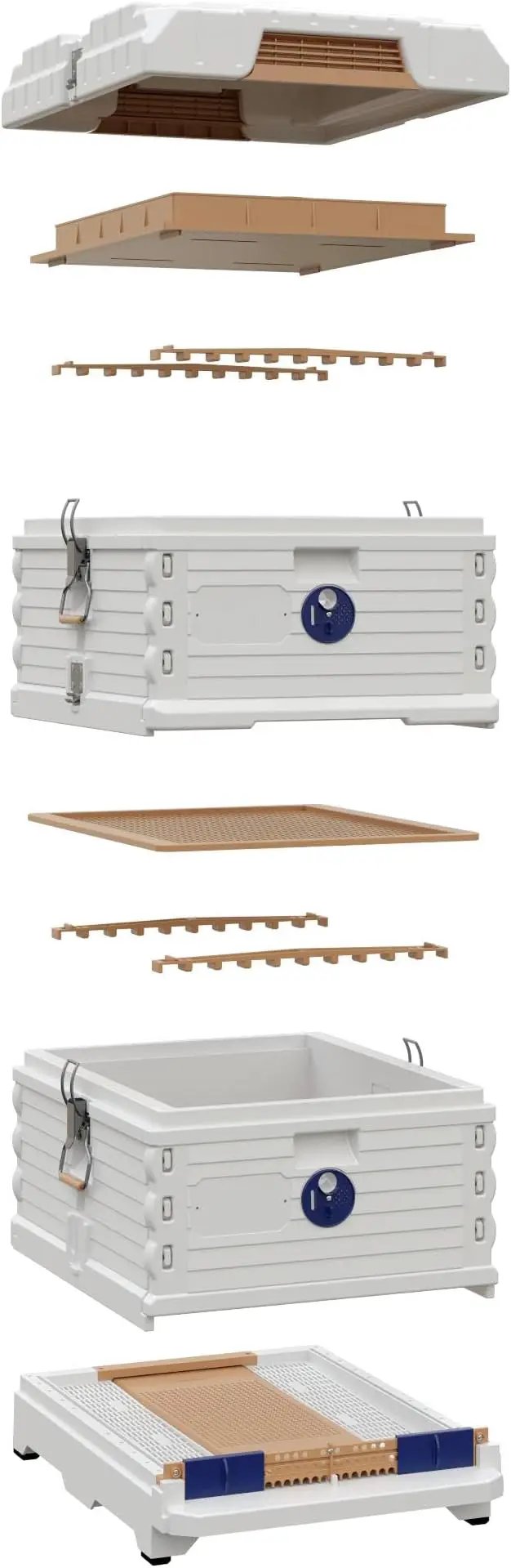 Ergo Insulated 10 Frame Bee Hive Set [NO Frames Included] (Double Deep, White Body Blue Entrance) by GreenHaven Gardens