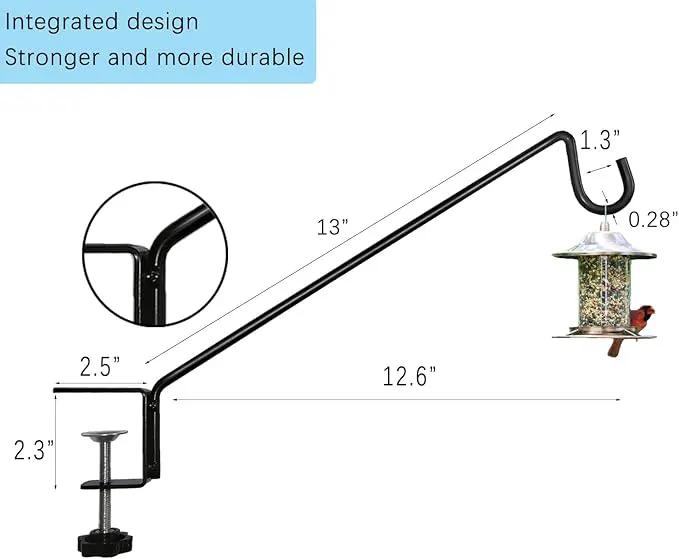 Heavy Duty Deck Bird Feeder Hanger Hook for Railing 13 Inch 2 Pack for Bird Feeders,Planters,Plants Flower Suet Baskets,Lanterns,Wind Chimes Holiday Decoration (2 Pack) by GreenHaven Gardens