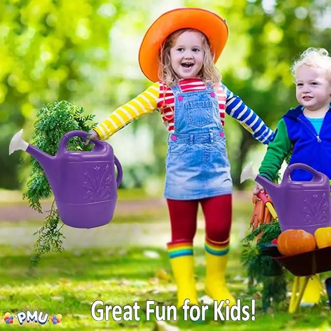 PMU 2 Gallon Watering Can - Garden Watering Can for Indoor & Outdoor Plants - Plastic Water Can with Detachable Sprinkler Head - Large Water Pot, Made in USA - Purple Pkg/12