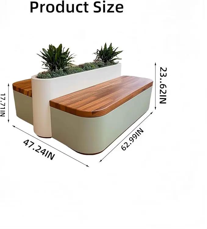 Outdoor Bench - Modern Outdoor Park Planter Bench Includes Luxurious and Simple Flower Box & Wooden Seating Area for Commercial Plaza,Food Court(62.99IN) by GreenHaven Gardens