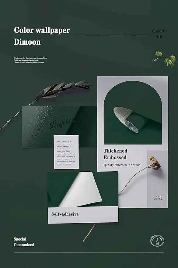 Dimoon 394''x17.7'' Dark Green Peel and Stick Wallpaper Contact Paper Modern Self Adhesive Wall Paper Removable Renter Friendly Textured Solid Color Cabinet Vinyl Roll (394''x17.7'',Emerald Dark) by GreenHaven Gardens