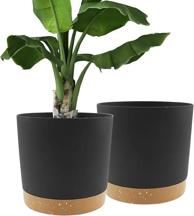 QCQHDU 12 inch Plant Pot, 2 Pack Planters for Indoor Plants with Drainage Holes & Saucer, Outdoor Flower Pots Home Garden Modern Decor by GreenHaven Gardens