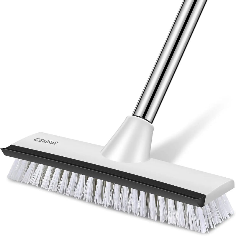 SetSail Floor Scrub Brush with 51-Inch Long Adjustable Handle 2 in 1 Scrape Brush Stiff Bristle Floor Scrubber for Cleaning Shower Bathroom Garage Kitchen Wall Deck Tub Tile by GreenHaven Gardens