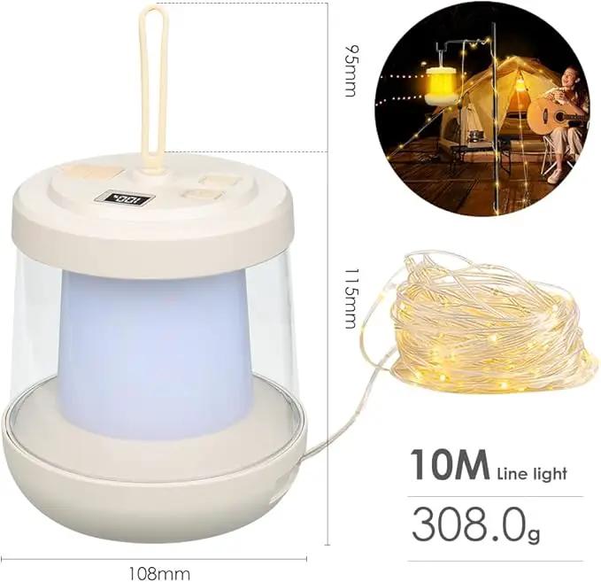 UniqueFire Portable 2 in 1 Camping Lantern，Camping String Lights Outdoor，Rechargeable LED Tent Lantern with Warm String Lights for Camping, Party, Garden and Yard Outdoor Decoration by GreenHaven Gardens