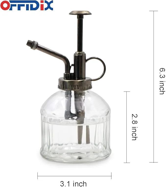 OFFIDIX Transparent Glass Watering Spray Bottle,Plant Mister with Plastic Bronze Plastic Top Pump, Glass Small Watering Can for Indoor Potted Plant, Outdoor Indoor Garden, Plants, Cleaning Solutions by GreenHaven Gardens