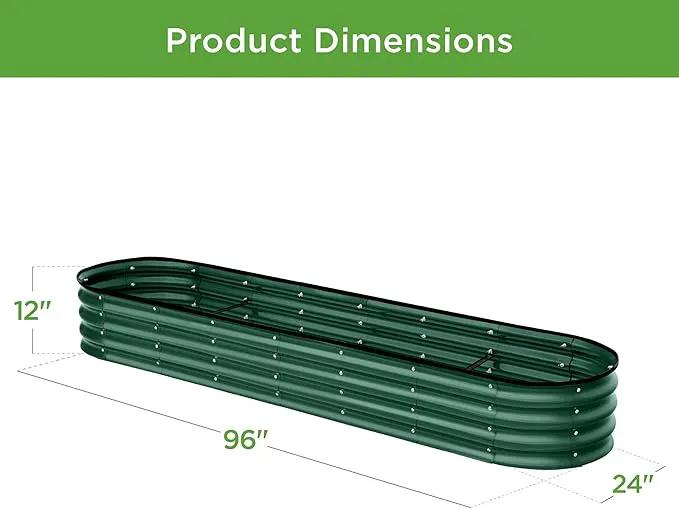 Best Choice Products 8x2x1ft Outdoor Metal Raised Garden Bed, Oval Deep Root Planter Box for Vegetables, Flowers, Herbs, and Succulents w/ 108 Gallon Capacity - Dark Green by GreenHaven Gardens