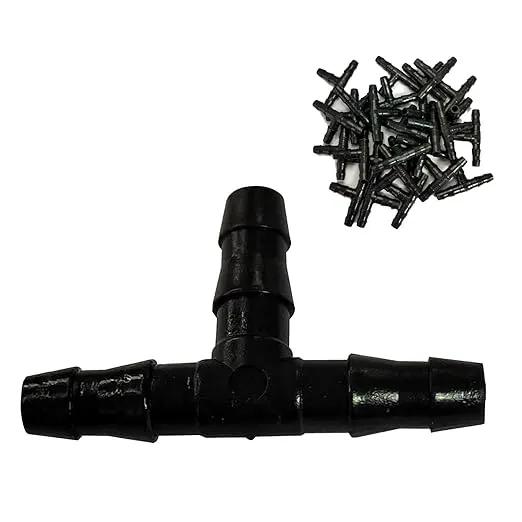 Barbed Connectors Drip Irrigation, 1/4" Universal Barbed Tee Fittings(100pcs 1/4" Tee Fittings) by GreenHaven Gardens