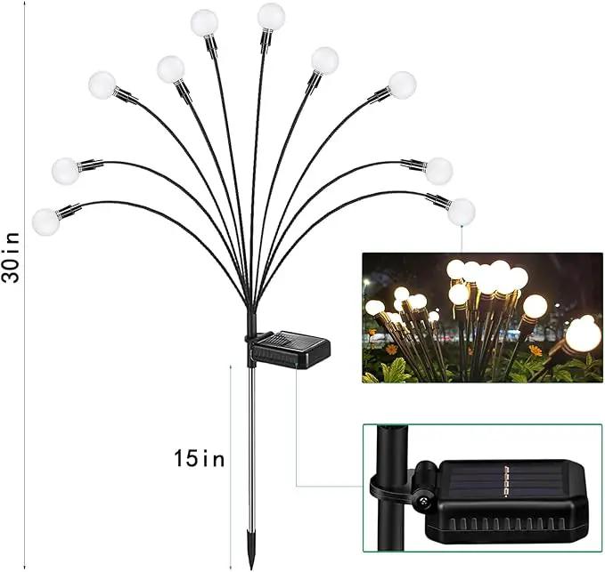 Solar Lights for Outside,4Pack 10Led Swaying Solar Garden Lights, Firefly Lights with Highly Flexible Copper Wires, Sway by Wind, Solar Lights Outdoor Waterproof with 2modes for Yard Patio Path Lawn by GreenHaven Gardens