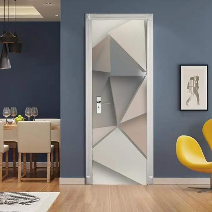 3D Door Stickers Murals - Peel and Stick - 3D Effect - Waterproof - White - Modern - Geometric - Wall & Door - Adult - 35.4 x 78.7 inch by GreenHaven Gardens