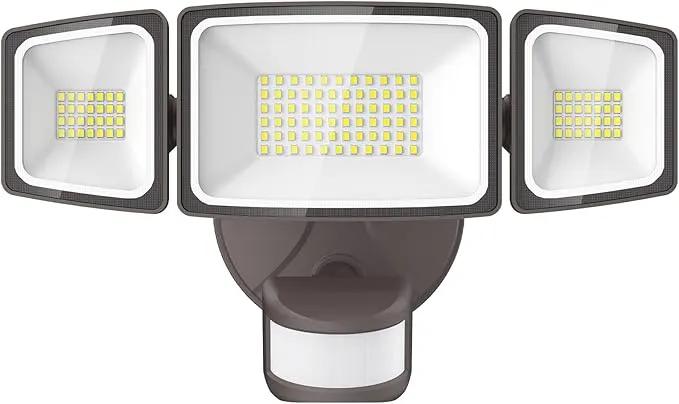 Onforu 65W LED Security Lights Motion Sensor Light Outdoor, 6500LM, 6500K, IP65 Waterproof, Flood Light Outdoor Motion Detector with Adjustable 3 Head, Hardwired Wall Light for Entryway, Yard (Brown) by GreenHaven Gardens