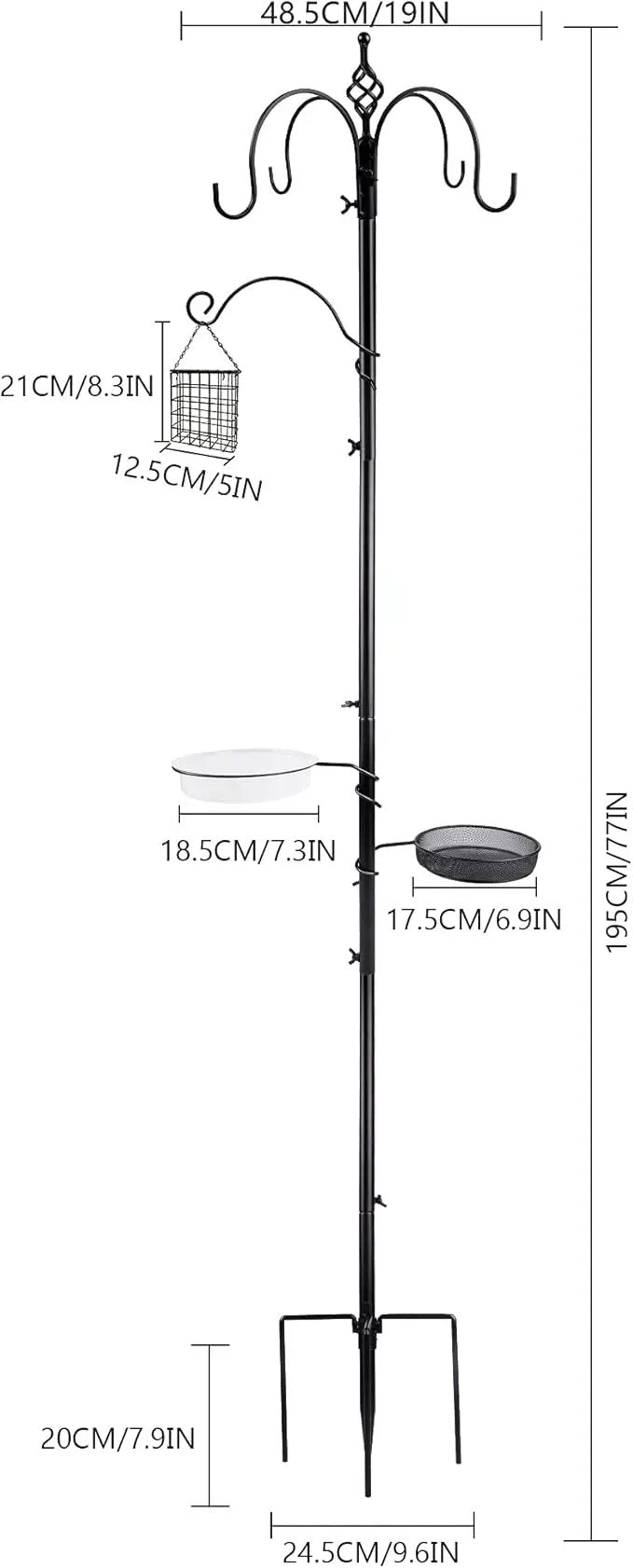 yosager Premium Bird Feeding Station Kit, 77" x 19" Birds Feeder Pole, Deluxe Multi Feeder Hanging Kit with Metal Suet and Bird Bath for Wild Birds Watching, Birdfeeder and Planter Hanger by GreenHaven Gardens