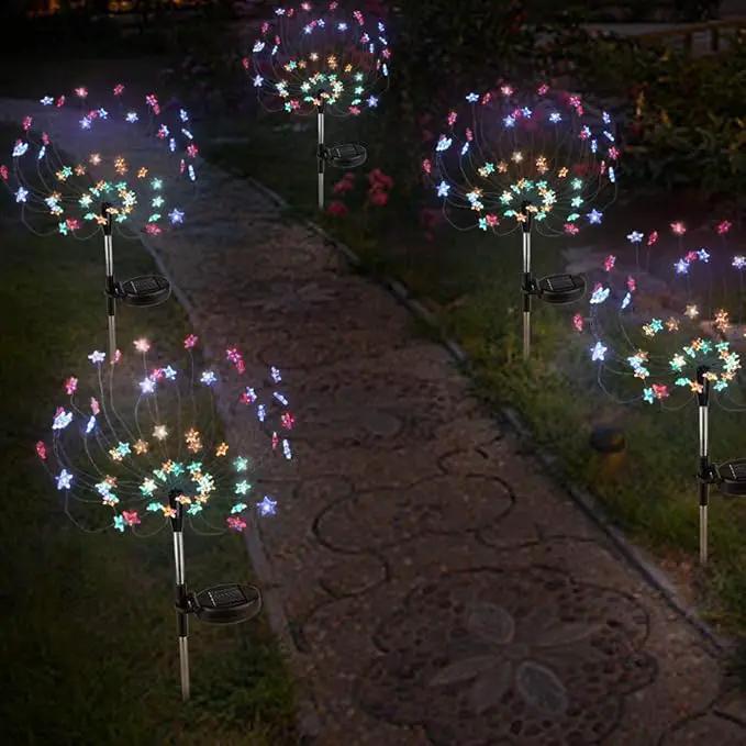 DIY Solar Garden Lights ETL Certified, Solid/Flash Color Changing LED Solar DIY Flowers Stars Lights Outdoor, RockyMars Waterproof Solar Powered Pathway Lights for Path Lawn Walkway Patio Yard, 2 Pack by GreenHaven Gardens