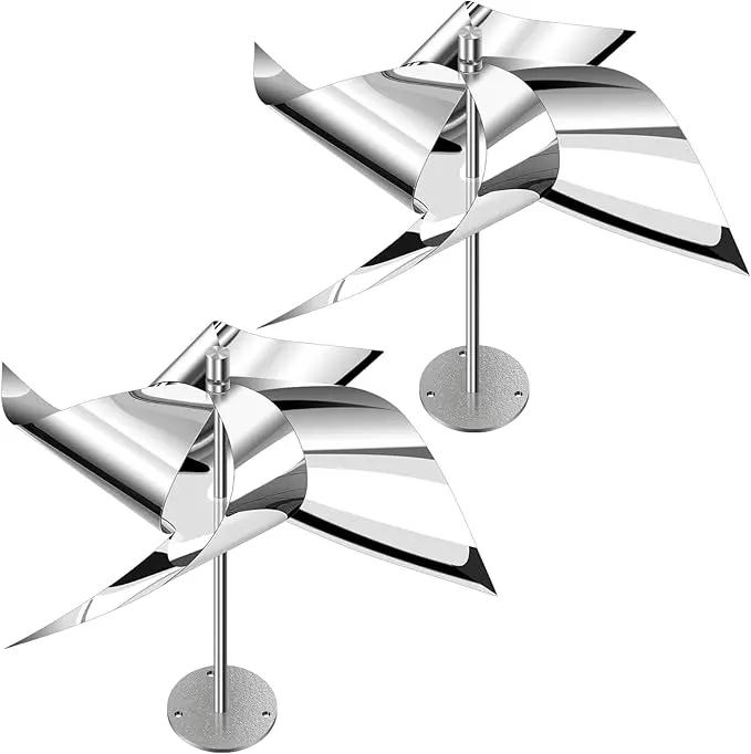 2 Pack Reflective Wind Powered Scare Devices, Weatherproof Aluminum Reflective Spinning Deterrent for Outside, Protect Your Gardens, Patios and Roofs from Bird Problems by GreenHaven Gardens