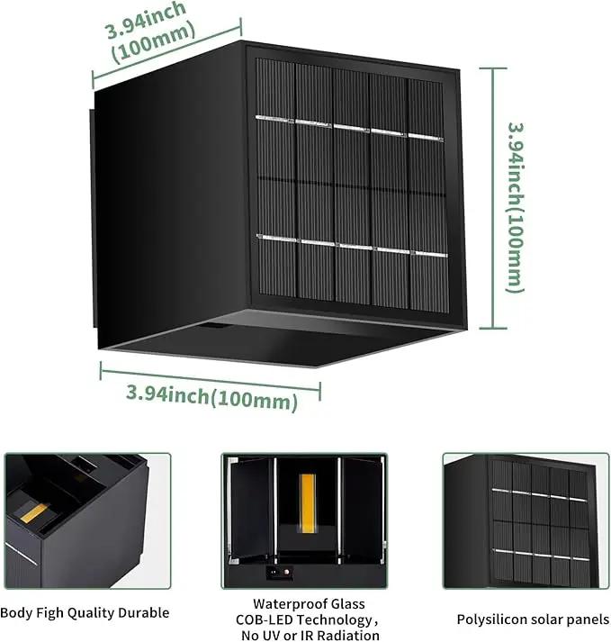 LANFU Solar Powered Motion Sensor Square Outdoor Wall Lights, Black Modern Up and Down Wall Lamps, IP65 Waterproof Warm White 3000K Wall Sconce Light Exterior for Fence Garden Outside by GreenHaven Gardens