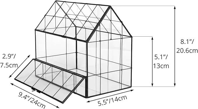NCYP Geometric Glass Terrarium with Front Opening Door, House Shape Closed Micro Landscape Planter Box for Small Succulent, Cacti - Home Indoor Tabletop Decor, Handmade, Black (No Plants) by GreenHaven Gardens