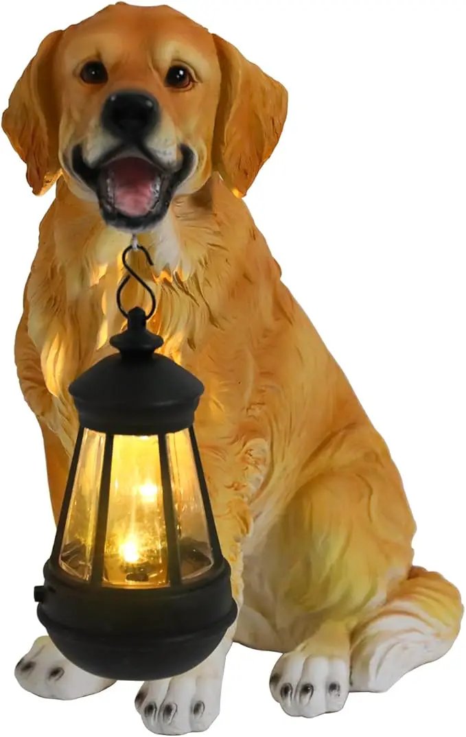 Afirst Solar Dog Statue Garden Decor, Outdoor Statue Decor with Solar Lantern Lovely Golden Retriever Figurine Patio Lawn Yard Art Ornaments Housewarming Gift by GreenHaven Gardens