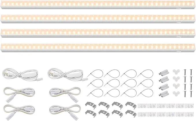 Barrina Grow Lights for Indoor Plants Full Spectrum, 2ft 40W (4 x 10W), T5 Plant Lights for Indoor Plants, Greenhouse, Plug and Play, Yellow, 4-Pack by GreenHaven Gardens