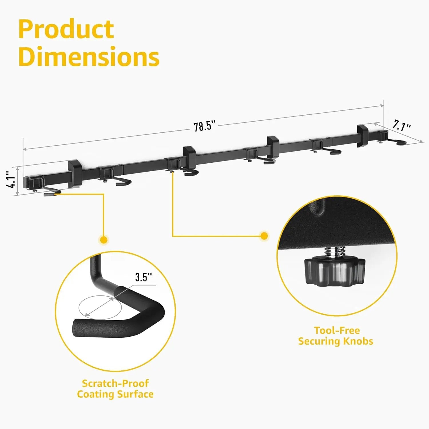 monTEK Enhanced Garage Bike Rack, Adjustable 6 Bike Hangers for Garage, Equipped with 78.5in Extended Rail to Accommodate Various Bicycle Sizes, Heavy-Duty Steel Bike Wall Mount, Max Capacity 330 lbs by GreenHaven Gardens