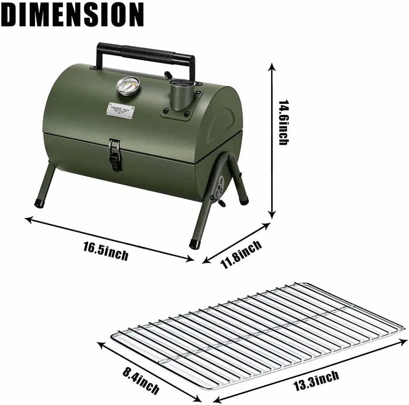 MAISON HUIS Adjustable Portable Charcoal Grill Multi-functional Metal Small BBQ Smoker for Outdoor Hiking Picnic(Green) by GreenHaven Gardens