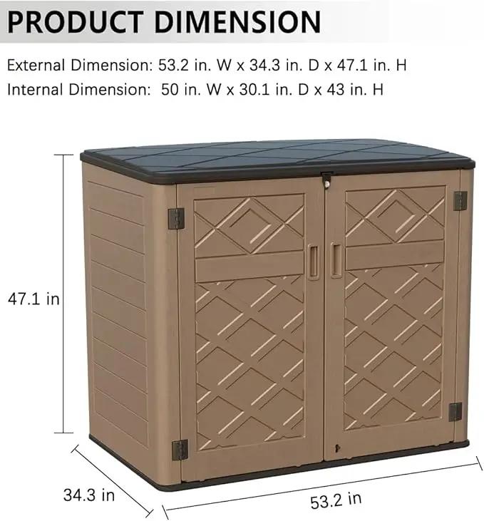 KINYING Larger Outdoor Storage Shed Weather Resistance, Resin Sheds & Outdoor Storage for Garden, Patios, Backyards, 48 Cu.Ft Tool Shed for Garbage Cans, Lawn Mower, Garden Tools,Brown by GreenHaven Gardens