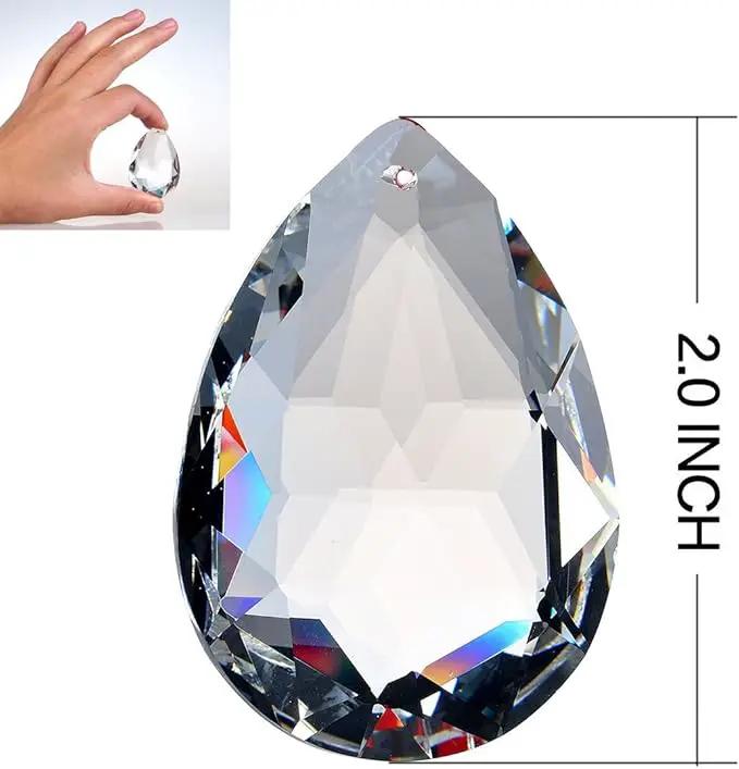 H&D 10pcs 50mm Chandelier Crystal Prisms Pendants - Clear Crystal Teardrops Parts by GreenHaven Gardens