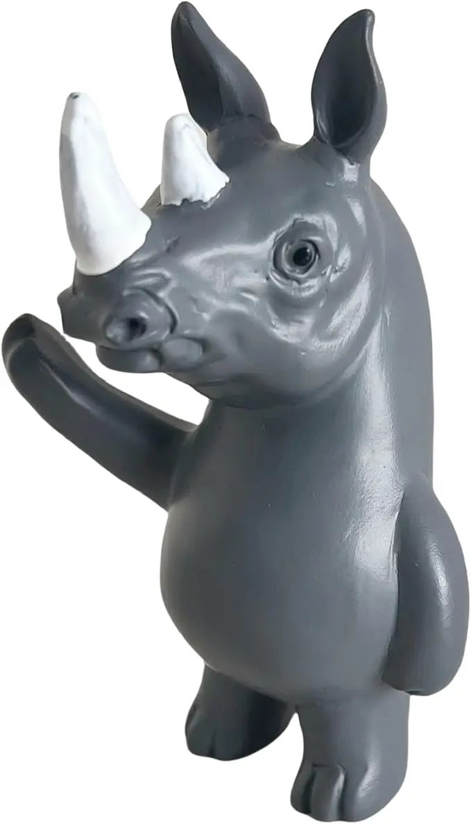 Jxueych Rebellious Rhino Figurine, Miniature Resin Rhino Standing 4 Inch, Adorable Mini Rhino - The Perfect Blend of Power and Charm for Your Home Decor! by GreenHaven Gardens