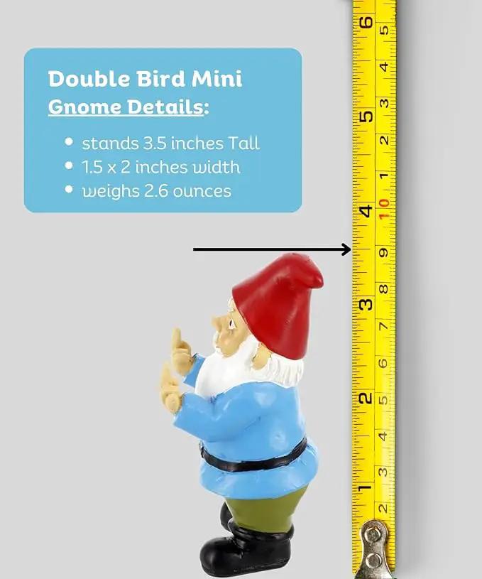 Gnometastic Mini Gnomes - Middle Finger Gnome 3.5in, Double Bird Gnome - Naughty Garden Gnome for Fairy Garden, Funny Garden Gnomes Outdoor Decoration for Yard Patio Lawn Ornament and Home Decor by GreenHaven Gardens