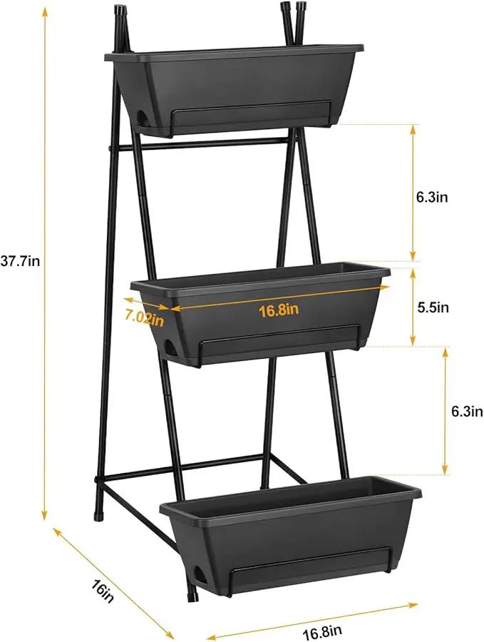 Vertical Garden Planter 3 Tier Raised Garden Bed Freestanding Elevated Raised Planter Boxes Outdoor Herb Planter Stand with Removable Tray on Patio Balcony Porch Grey by GreenHaven Gardens