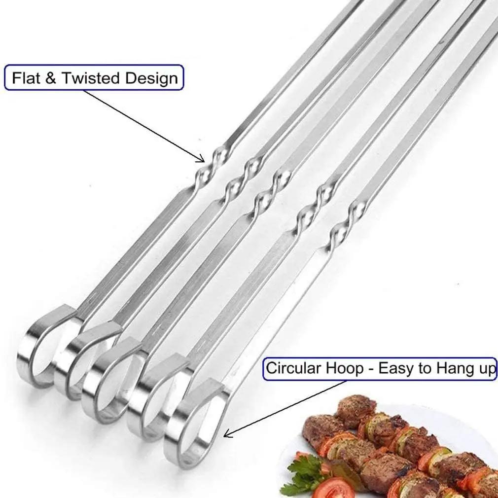 18PCS Kabob Skewers Flat Metal BBQ Barbecue Skewer 16" Long Stainless Steel Shish Kebob Sticks Wide Reusable Grilling Skewers Set for Meat Shrimp Chicken Vegetable, 18 Pack by GreenHaven Gardens
