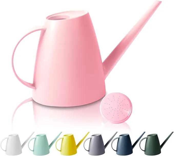 Watering Can for Indoor Outdoor Plants, Modern Small Watering Cans with Removable Nozzle, Long Spout Watering Can for Indoor Bonsai Plants Garden Flowers 1/2 Gallon 1.8L 60OZ (Pink) by GreenHaven Gardens