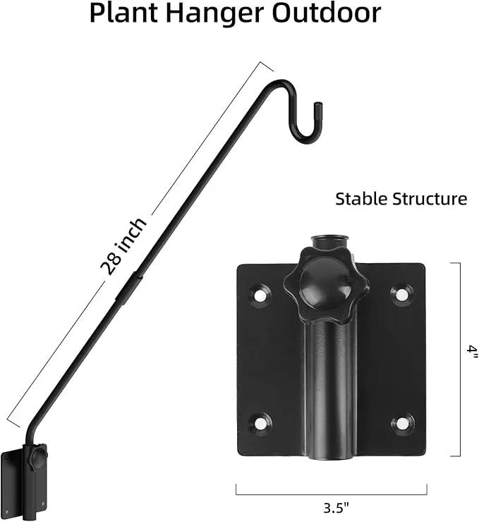 Deck Hook Wall Mounted,Extended Plant Hanger Outdoor,Bird Feeder Hanger-Metal Fence Shepherds Hooks Bracket for Hanging Hummingbird Feeder,Planter,Flower Baskets,Lantern-360°Rotating Pole by GreenHaven Gardens