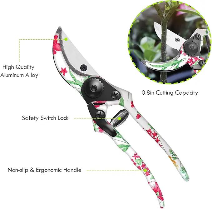 Garden Tools Set, Aluminum Alloy Garden Hand Tool 5 Piece Gardening Tools with Hand Rake, Hand Weeder, Transplant Trowel, Pruning Shears and Gardening Gloves for Outdoor Gardening Work by GreenHaven Gardens