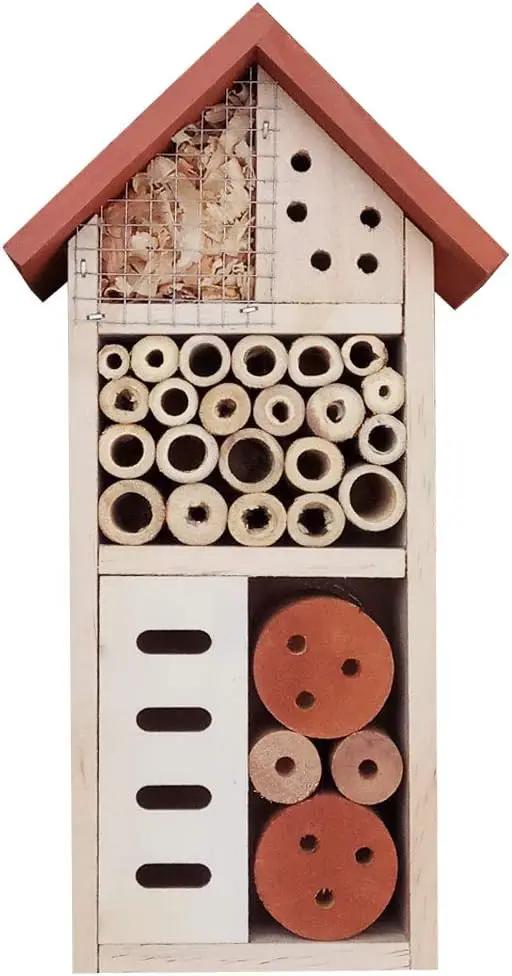 Lulu Home Wooden Insect House, Hanging Insect Hotel for Bee, Butterfly, Ladybirds, Beneficial Insect Habitat, Bug Hotel Garden, 10.4 X 3.4 X 5.4 Inch by GreenHaven Gardens