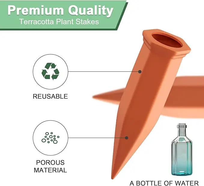 Terracotta Plant Watering Stakes, Self-Watering System for Indoor and Outdoor Plants, 20-Pack by GreenHaven Gardens
